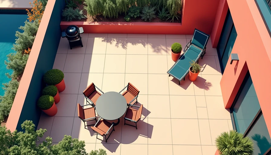 Visual context for outdoor living spaces attached to house